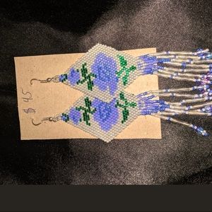 Handmade B work rose triangle earrings